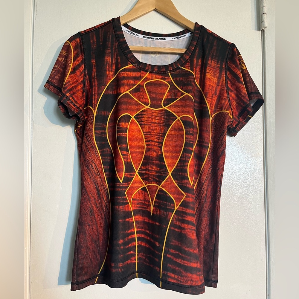 InkNBurn tech top, orange and black size XL